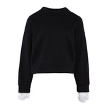 Maje Women's Black Lace Details Sweatshirt Size 36 FR 8 UK 4 US MFPSW00120