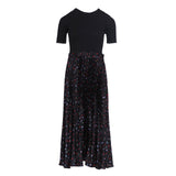 Maje Women's Black Pleated Midi Satin Dress Size 38FR 10UK 6US MFPRO01787