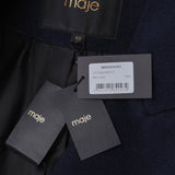 Maje Women's Navy Blue Buttons Oversized Wool Blend Coat Size 40 L 12 MFPOU00901