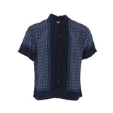 Sandro Men's Navy Viscose Short Sleeve Shirt Size S SHPCM01082 RRP:195EUR