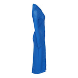 Maje  Strick , blaues Midi-Kleid mit langen Ärmeln für Damen, Größe 38, FR 10, UK 6, US MFPCA00292