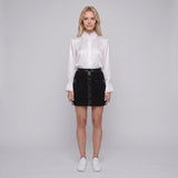 Maje Women's Black Velvet Vinyl Tweed Short Skirt Size 36 FR 8 UK 4US MFPJU00889