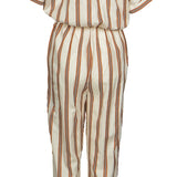 Maje Women's Ecru Striped Short Sleeve Jumpsuit Size 36 FR 8 UK 4 US E19PIENI