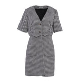 Sandro Damenkleid aus schwarzem Tweed mit Hahnentrittmuster, Größe 40 (FR 12, UK 8, US S), Artikelnummer SFPRO03243