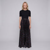 Maje Women's Black Pleated Midi Satin Dress Size 38FR 10UK 6US MFPRO01787