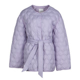 Sandro Paris Women's Purple Belted Button Quilted  Jacket Size 42 XL UK 14