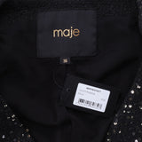 Maje Women's Black Sequins Wool Blend Tweed Vest Size 36 FR 8 UK 4 US MFPVE00427