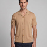 Sandro Paris Braunes Strickhemd mit kurzen Ärmeln für Herren, Größe S, SHPTR00462
