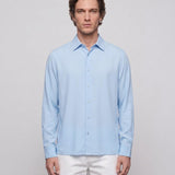 Sandro Paris Men's Blue Long Sleeve 100% Viscose Shirt Size L SHPCM01121