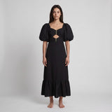 Sandro Damen-Longkleid in Schwarz mit Strasssteinen, Größe 34 FR, 6 UK, 2 US, SFPRO02951
