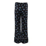 Sandro Paris Women's Black Straight Floral Satin Trousers Size 36 S 8 P6415H