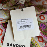 Sandro Paris Buntes, kurzes Satinkleid mit V-Ausschnitt für Damen, Größe 40 L, Art.-Nr. SFPRO02551