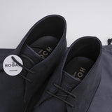 Hogan Men's Navy Leather H334 Derby 2 Fori Boots Size 39 EU 5.5 UK 7 US
