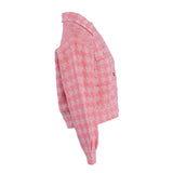 Sandro Women's Pink Knit Houndstooth Jacket Size 36 FR 8 UK 4 US SFPCA00553