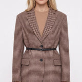 Maje Women's Brown Houndstooth Oversized Coat Size 36 FR 8 UK 4 US MFPOU00890