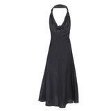 Sandro Paris Women's Black Fit & Flare Midi Dress Halter Neck Size 38 M UK 12