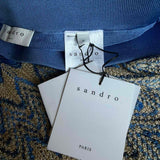 Sandro Damenrock aus blauem Strick, Midi-Länge, gestreift, Größe 34 FR, 6 UK, 2 US, SFPJU00337