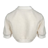 Sandro Women's Ecru Short Sleeve Cropped Jacket Size 40 FR 12 UK 8 US SFPVE00752