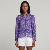 Maje Women's Purple Floral Long Sleeve Blouse Size 36 FR 8 UK 4 US MFPTO00782
