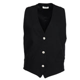 Sandro Women's Black Rhinestones V-Neck Vest Size 36FR 8UK 4US SFPVE00811