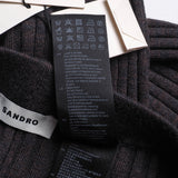 Sandro Women's Brown Ribbed Knit Flared Trousers Size 34 FR 6 UK 2 US SFPPA00995