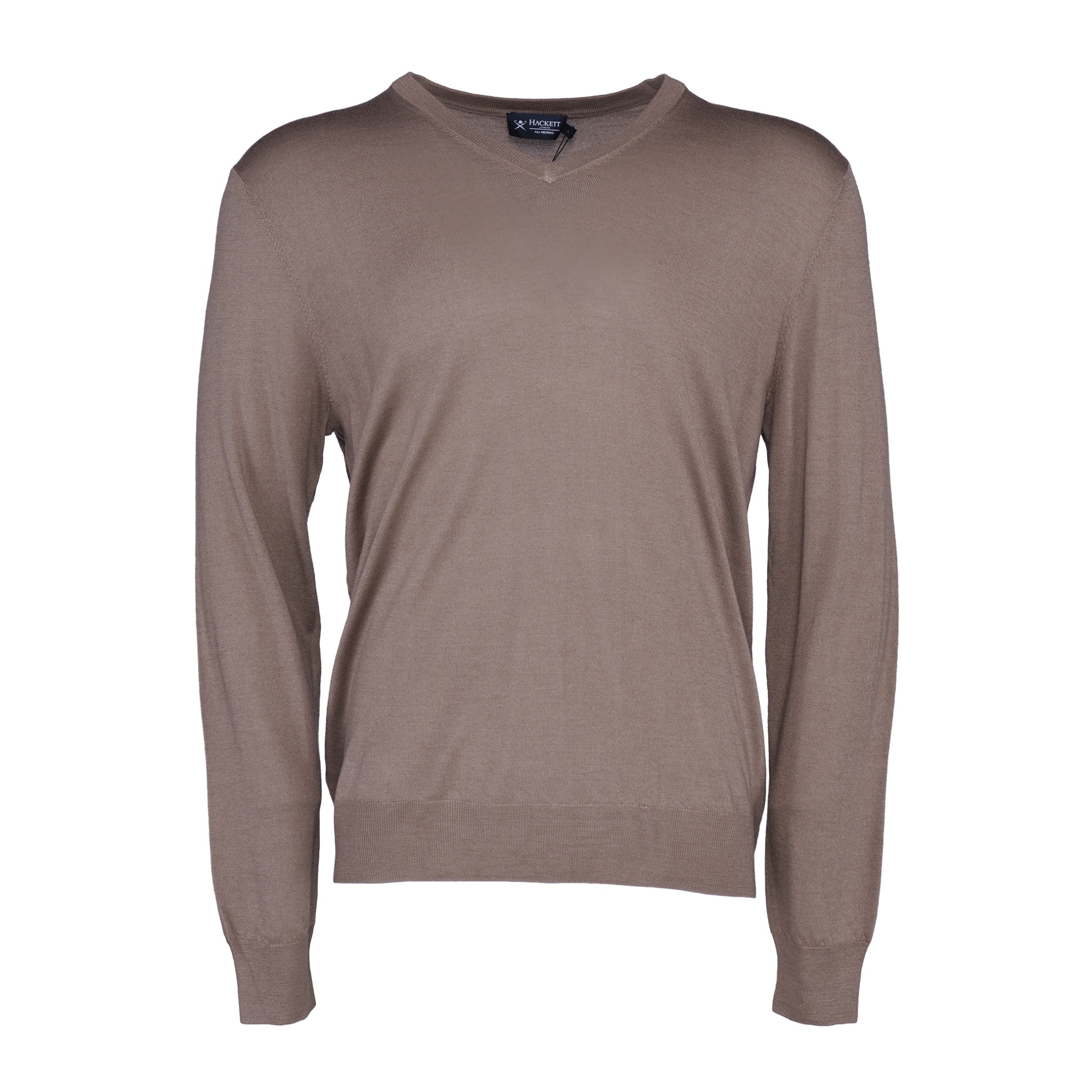 Hackett London Men's Brown Knit V-Neck Wool & Silk Sweater Size L HM702835