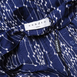 Sandro Paris Women's Blue V-Neck Floral Satin Dress Size 34 XS 6 SFPRO01435