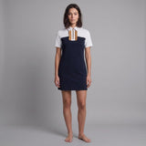 Sandro Women's Navy Short Sleeve 100% Cotton Dress Size 34 FR 6 UK 2 US R20465E