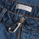 Sandro Paris Women's Blue Zip Up Patchwork Jeans Size 38 FR 10 UK 6 US P6127E