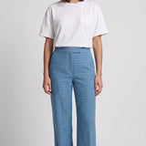 Sandro Women's Blue Wide Leg Tweed Trousers Size 42 FR 14 UK 10 US SFPPA01377