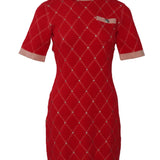 Maje Women's Red Knit Rhinestone Short Dress Size 36 FR 8 UK 4 US MFPRO02207