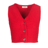 Sandro Women's Red Knit Wool Blend Cropped Vest Size 34 FR 6 UK 2 US SFPPU01769