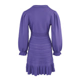 Sandro Women's Purple Knit Ruffle Short Dress Size 38 FR 10 UK 6 US SFPRO02739