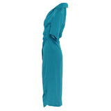 Sandro Women's Blue Linen Blend Midi Dress Size 34 FR 6 UK 2 US SFPRO02853