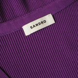 Sandro Women's Purple Rib Knit Tied Cropped Top Size 40 FR 12 UK 8 US SFPPU01780