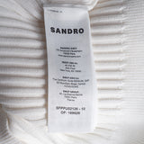 Sandro Paris Women's White Knit Beaded Sleeveless Top Size 3 L 12 SFPPU02126