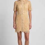 Sandro Women's Beige Floral Lace Short Dress Size 36 FR 8 UK 4 US SFPRO00986