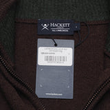 Hackett London Men's Brown Zip 100% Wool Sweater Size L HM702877