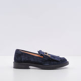 Tod's Women's Navy Gomma Basso 59C Frangia Doppia Loafers Size 37 EU 4.5 UK 7 US