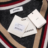 Sandro Women's Grey Knit Logo Wool Cardigan Size 36 FR 8 UK 4 US SFPCA00697