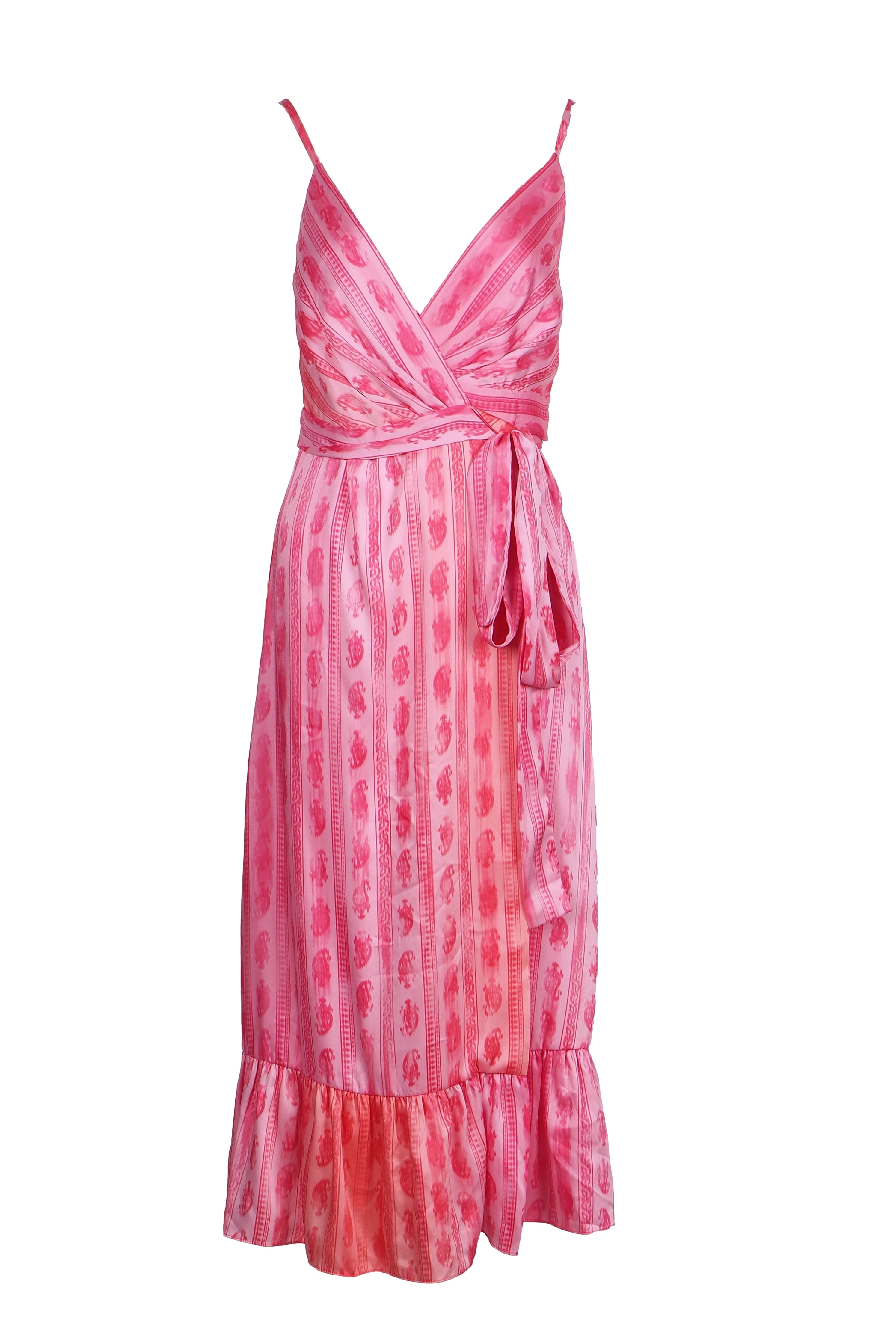 Sandro Women's Pink Satin Sleeveless  Wrap Dress Size 40 FR 12 UK 8US SFPRO03704