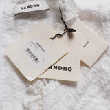 Sandro Women's Ecru Broderie Anglaise Dress Size 36 FR 8 UK 4 US SFPRO02192