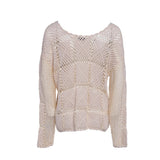 Sandro Paris Women's Beige Open Knit Viscose Sweater Size 3 L 12 SFPPU01136