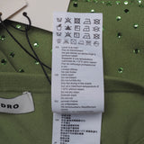 Sandro Paris Women's Green Knit Rhinestones Midi Skirt Size 36 S 8 SFPJU00912