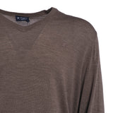 Hackett London Brauner Pullover mit V-Ausschnitt aus 100 % Merino- Wolle , Größe XL, HM702636