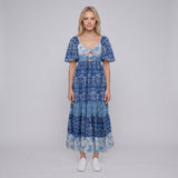 Sandro Women's Blue Floral Linen Blend Dress Size 36 FR 8 UK 4 US SFPRO02896