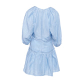 Sandro Paris Women's Blue V-Neck Linen Short Dress Size 34 FR 6UK 2US SFPRO02775