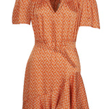 Sandro Women's Orange Floral Satin Short Dress Size 40 FR 12 UK 8 US SFPRO02264