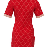 Maje Women's Red Knit Rhinestone Short Dress Size 36 FR 8 UK 4 US MFPRO02207