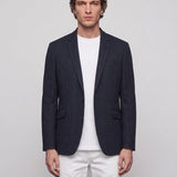 Hackett London Men's Navy Check Cotton Blend Blazer Jacket Size 46 R HM443249